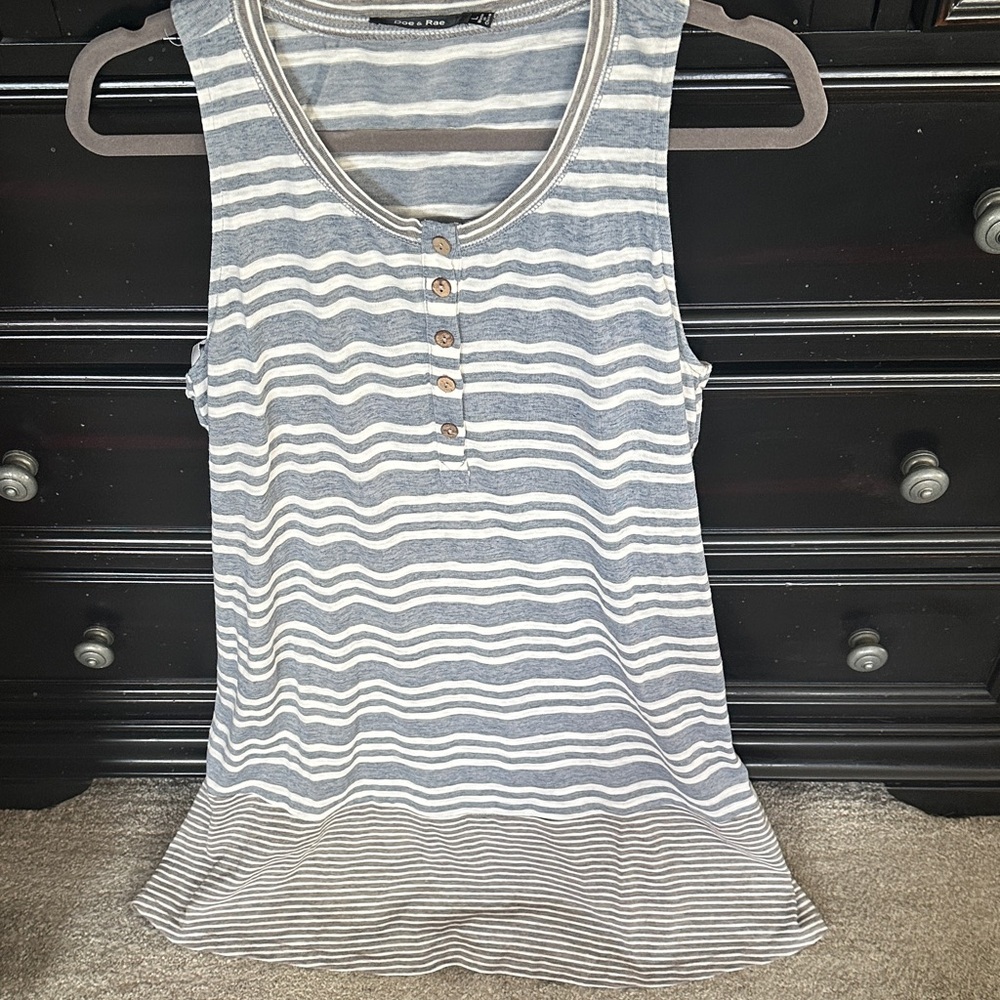 Doe & Rae Blue and White Striped Tank Dress